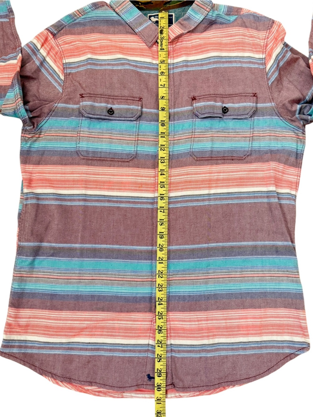 Modern Amusement Stripe Flannel Shirt XL Western Outdoor Cotton Button Up - Picture 12 of 16